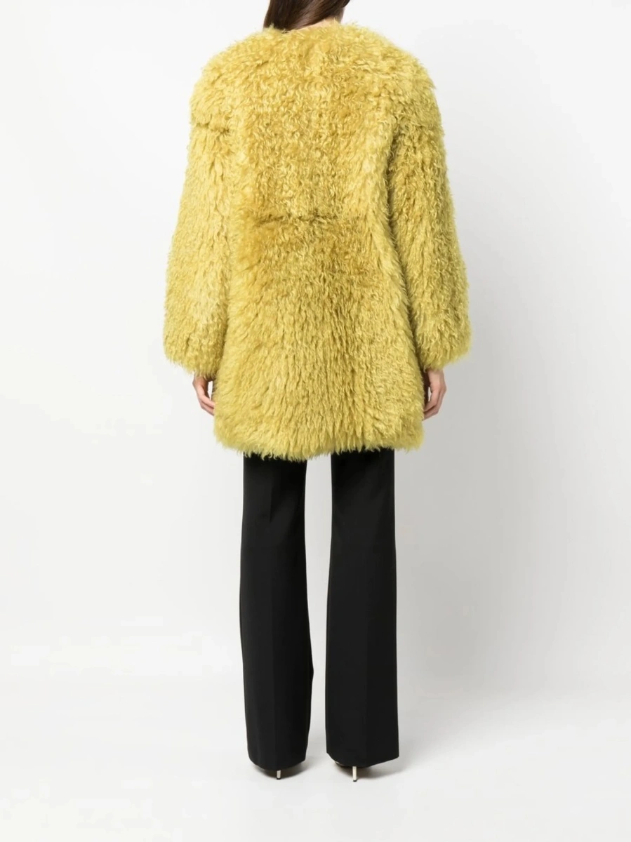 Geaca Oversize BECAGLI SINCE 1994 galbena din poliamida si mohair - Img 4