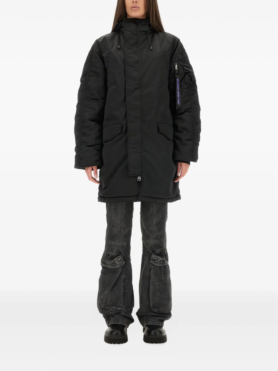 Geaca Parka Alpha Industries neagra din nylon - Img 2
