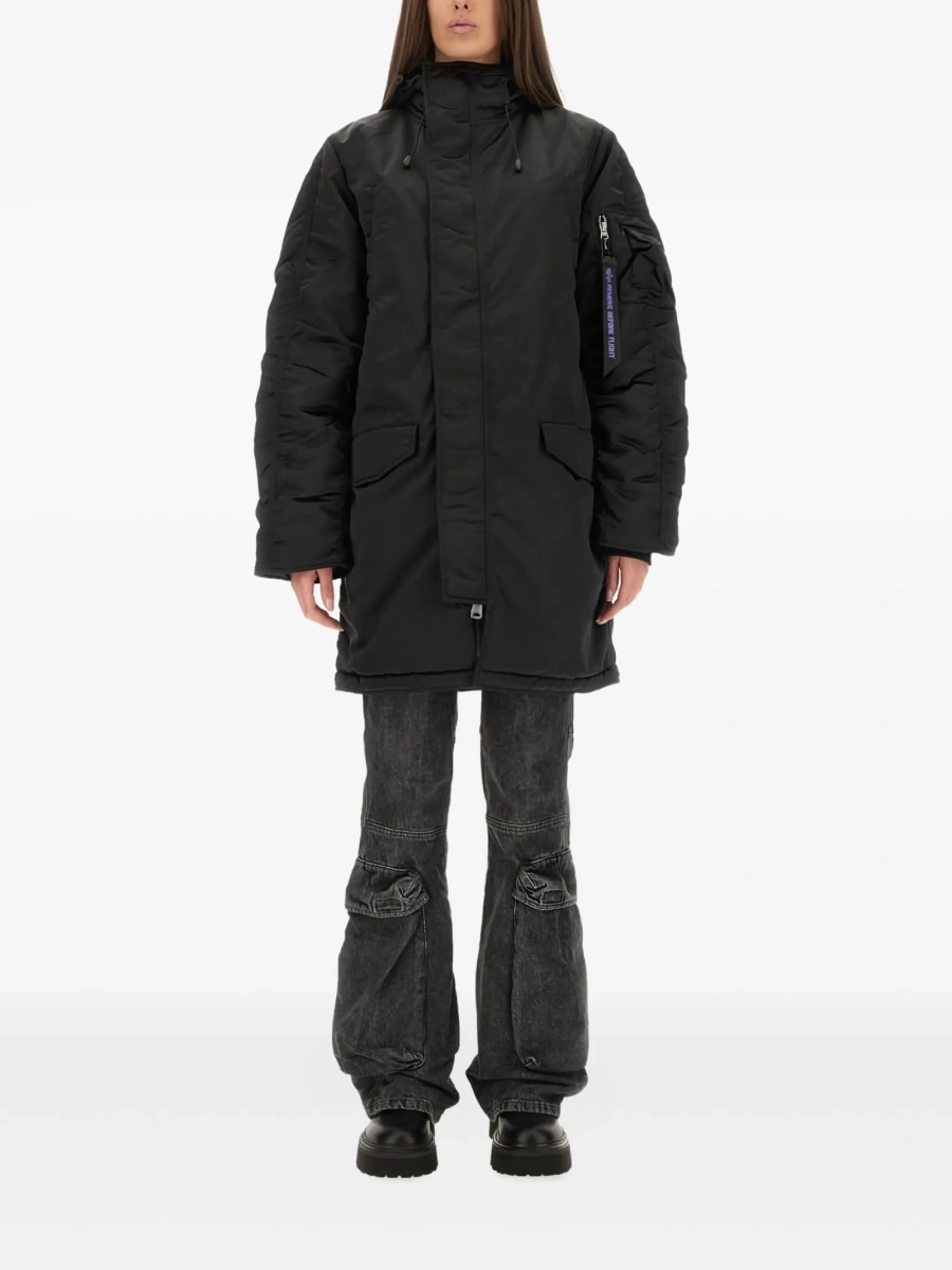 Geaca Parka Alpha Industries neagra din nylon - Img 2