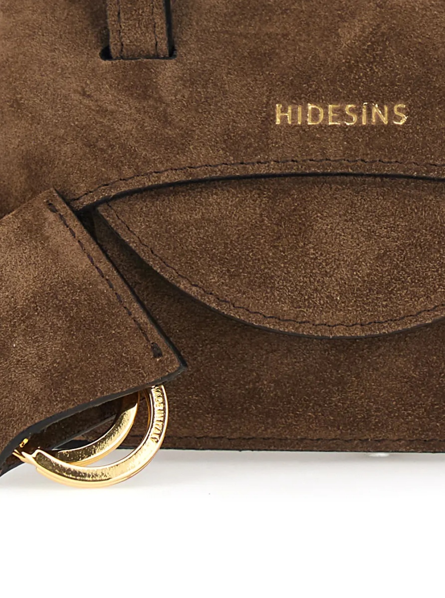 Geanta de mana Brown Mini Handbag with Adjustable Shoulder Strap and Front Pocket in Suede for Women - Img 3