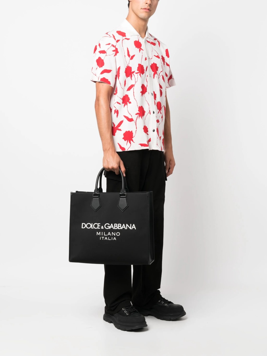 Geanta de mana Dolce &amp; Gabbana neagra din nylon si piele - Img 2