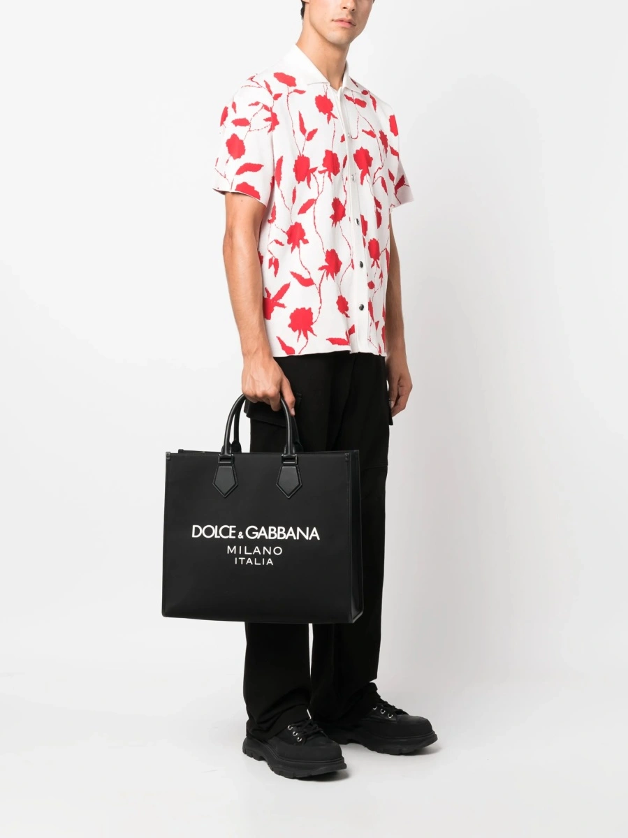 Geanta de mana Dolce &amp; Gabbana neagra din nylon si piele - Img 2
