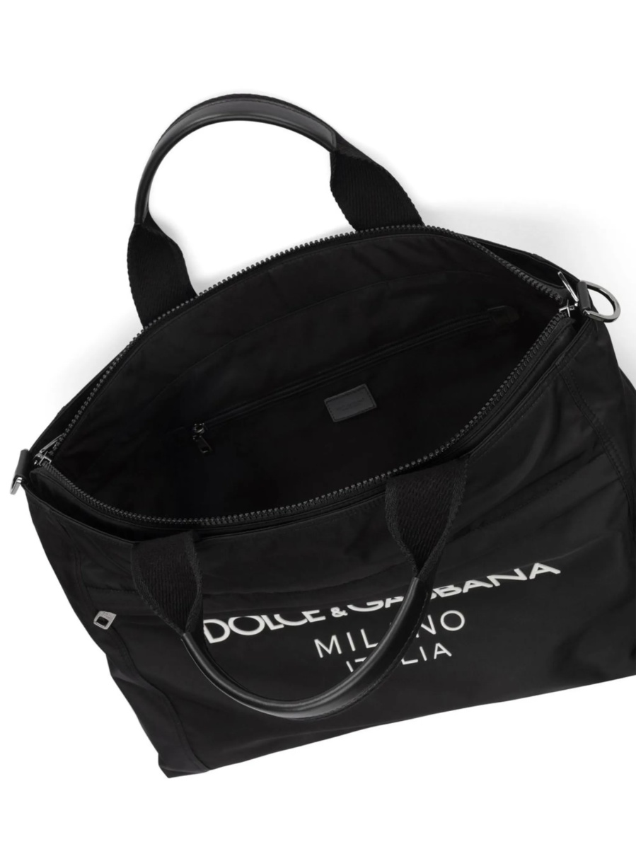 Geanta de mana Dolce &amp; Gabbana neagra din piele si nylon - Img 5