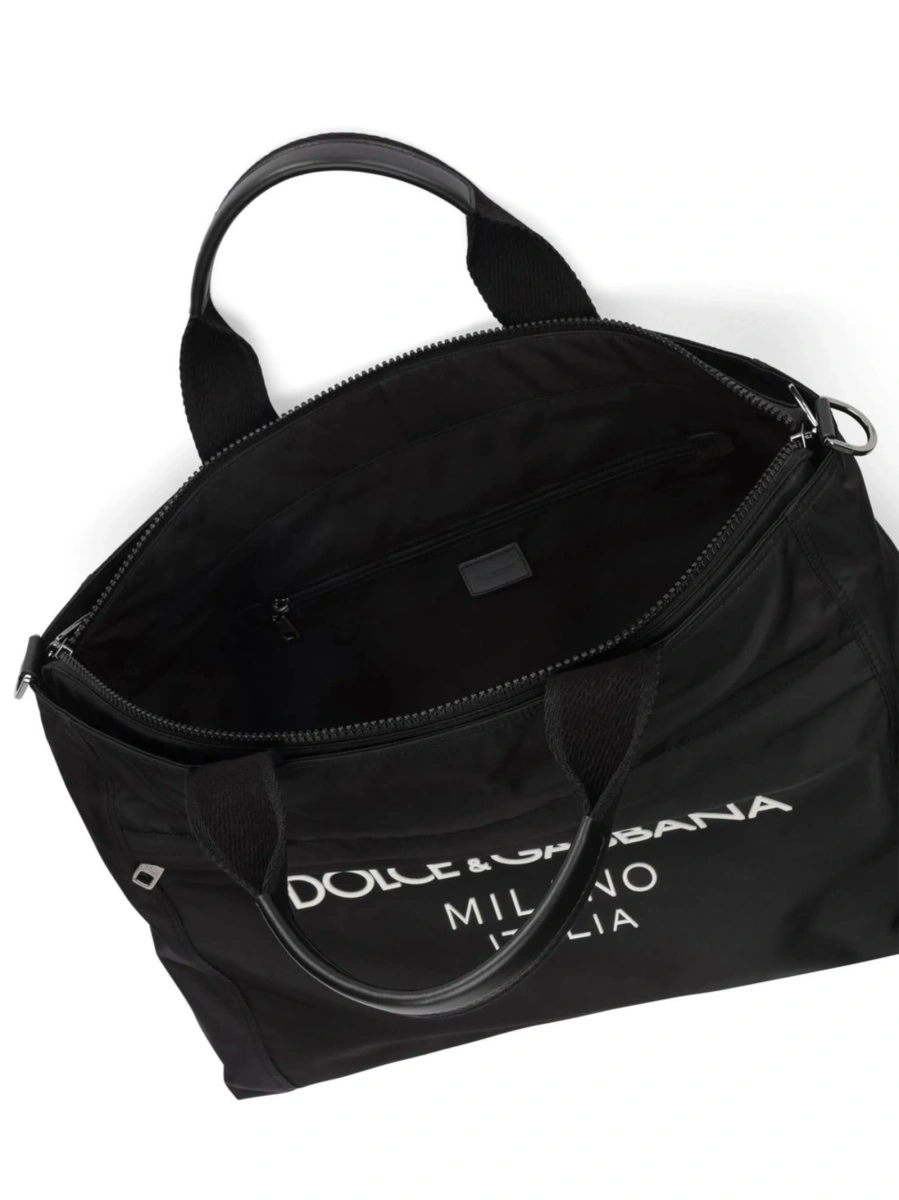 Geanta de mana Dolce &amp; Gabbana neagra din piele si nylon - Img 5