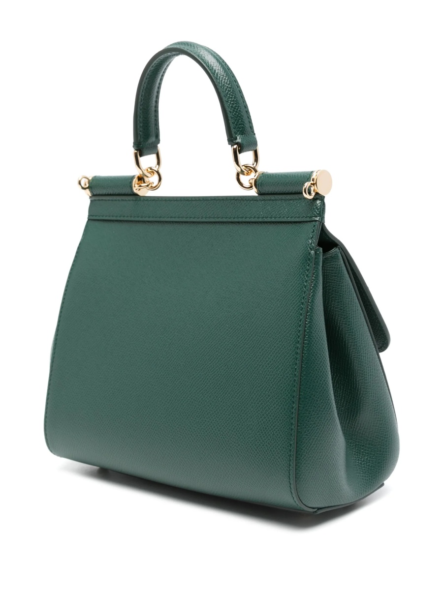 Geanta de mana Dolce &amp; Gabbana Sicily verde din piele - Img 3