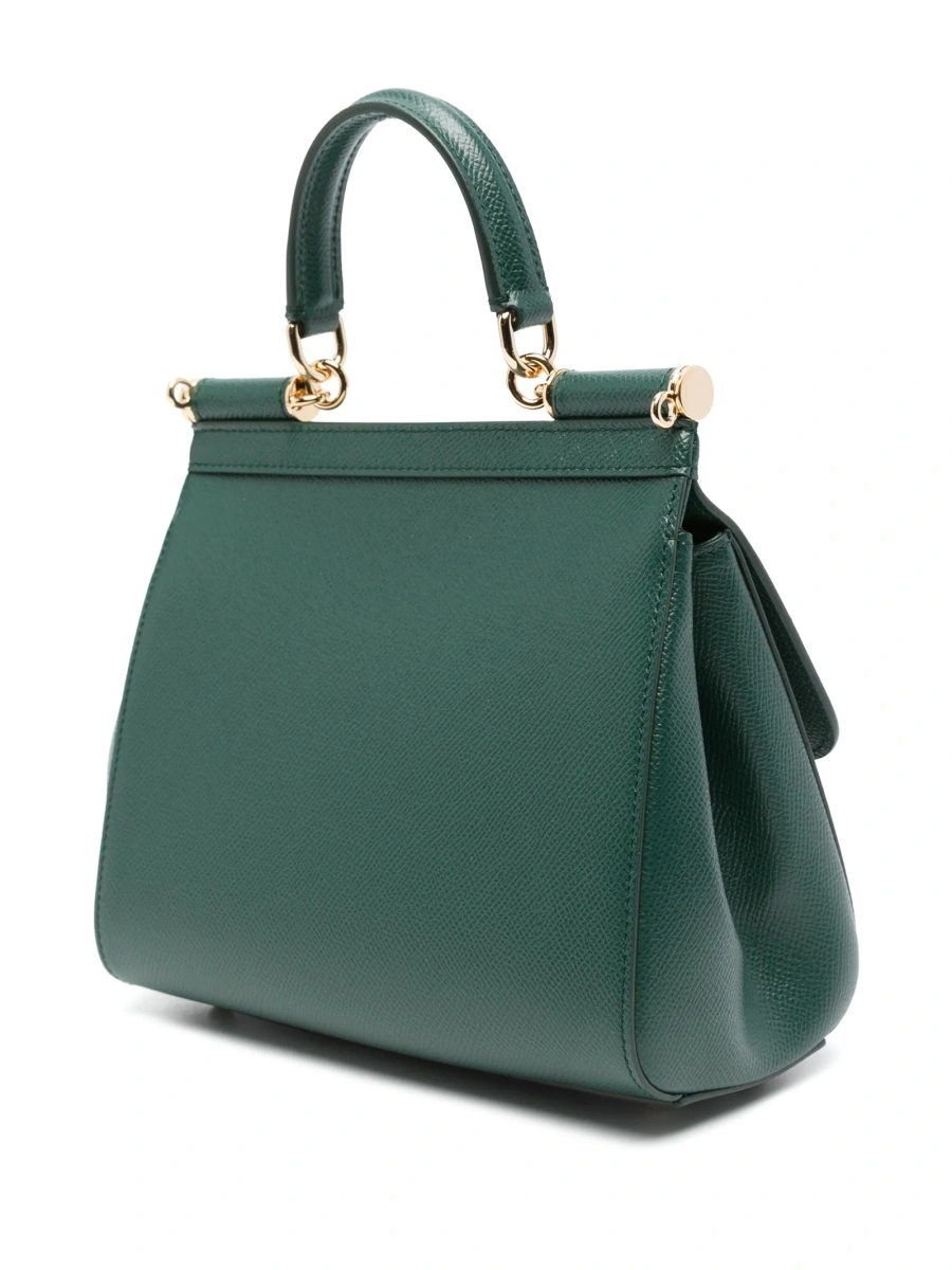 Geanta de mana Dolce &amp; Gabbana Sicily verde din piele - Img 3