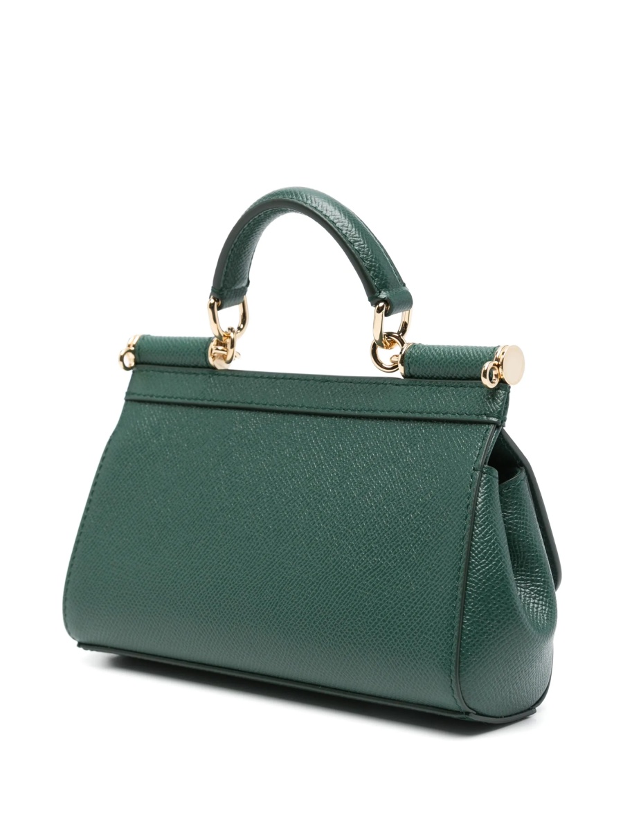 Geanta de mana Dolce &amp; Gabbana Sicily verde din piele - Img 3