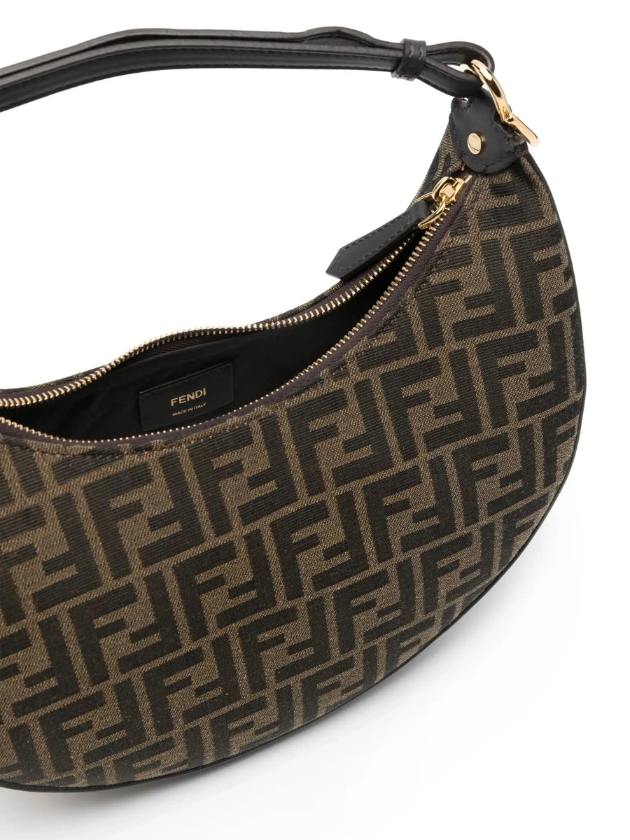 Geanta de mana Fendi maro din jacquard FF - Img 9