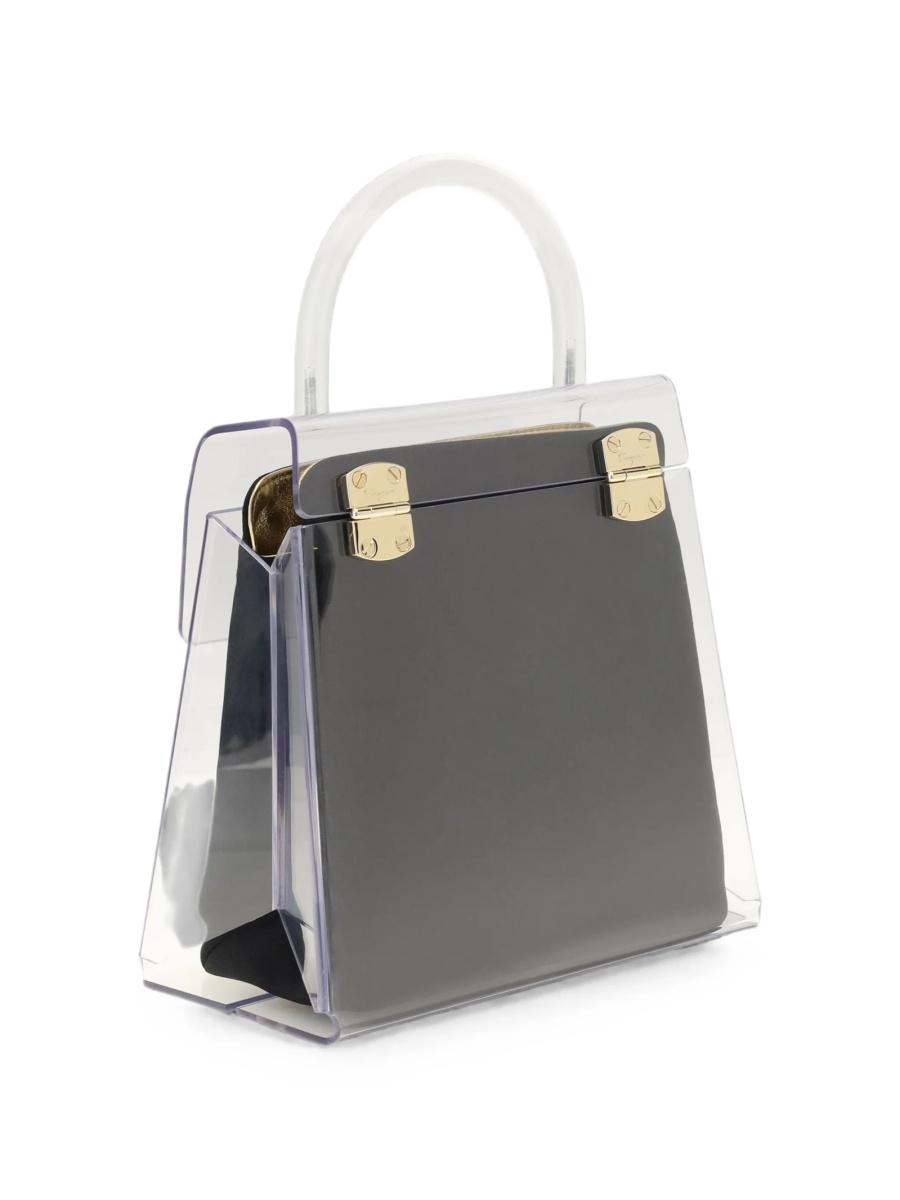 Geanta de mana Ferragamo alba din pvc - Img 2