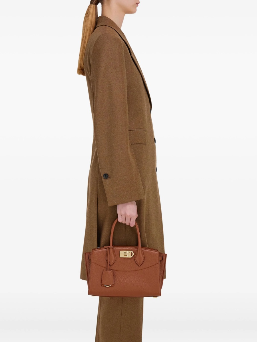 Geanta de mana Ferragamo STUDIO BAG maro din piele - Img 2