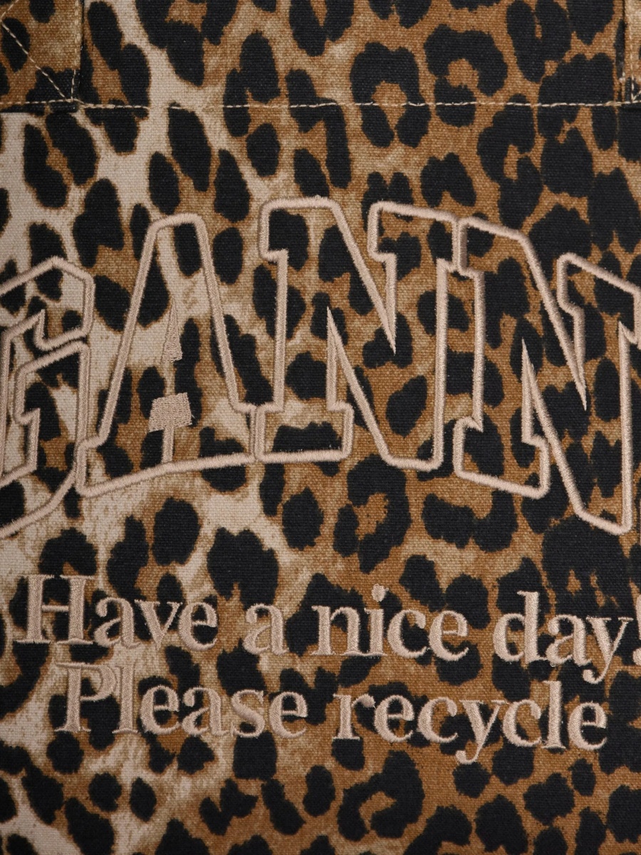 Geanta de mana Ganni maro din bumbac reciclat - Img 3