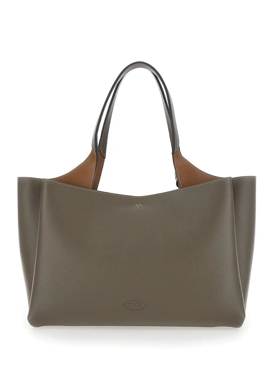 Geanta de mana Grey Medium handbag with T metal pendant in leather for women - Img 2