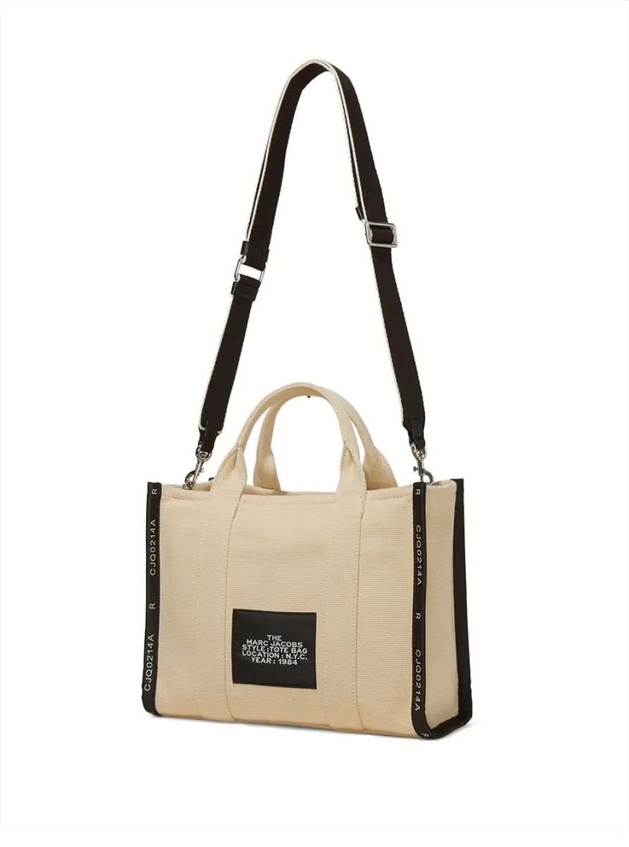 Geanta de mana Handbag 'Medium Tote' with Contrasting Embroidered Logo in Ecoleather and Polyester Beige Women - Img 2