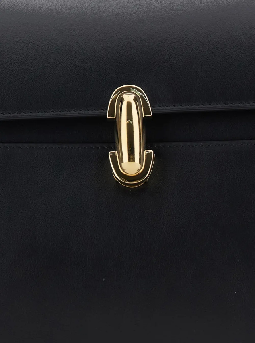Geanta de mana Handbag SOFT SYMMETRY with smooth black calf leather for women - Img 3