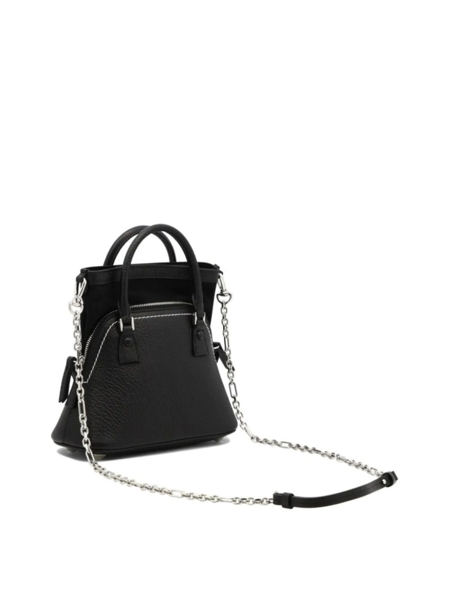 Geanta de mana Maison Margiela 5ac neagra din piele - Img 4