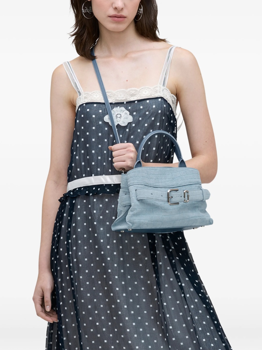 Geanta de mana Marc Jacobs albastra din piele intoarsa - Img 2