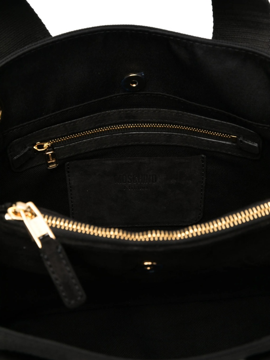 Geanta de mana Moschino neagra din material textil si piele - Img 5