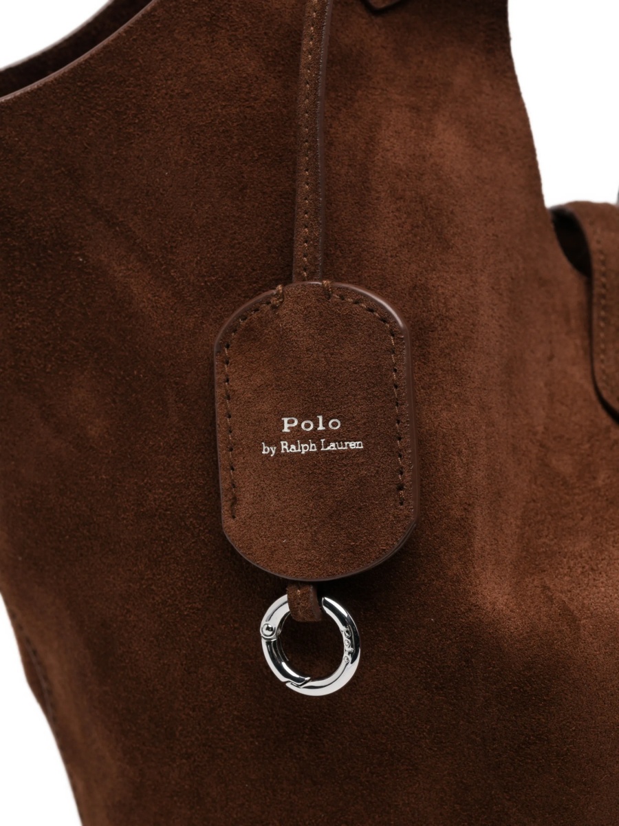 Geanta de mana Ralph Lauren maro din piele intoarsa - Img 4