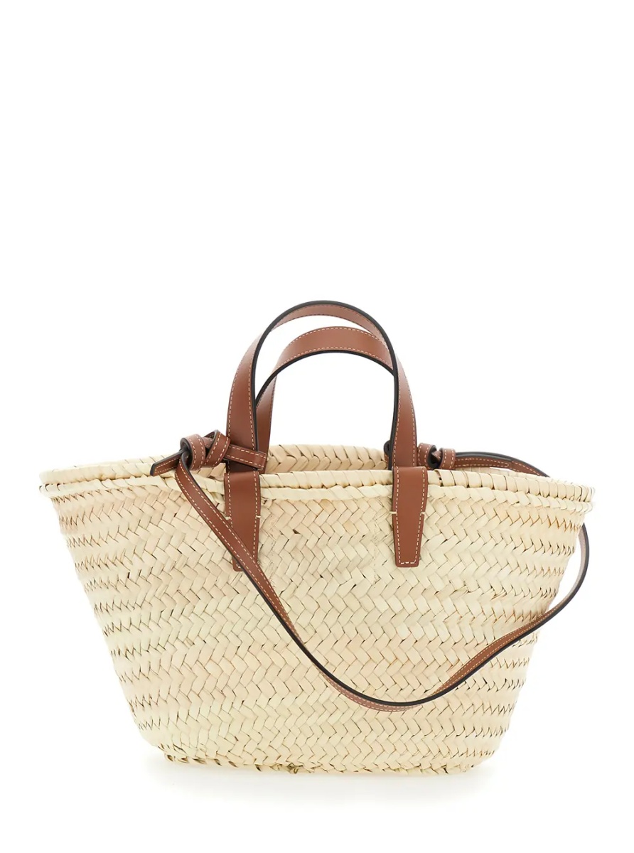 Geanta de mana Shopper 'Classic Panier Teen' Beige with Leather Handles and Raffia and Leather Logo Patch for Women - Img 2