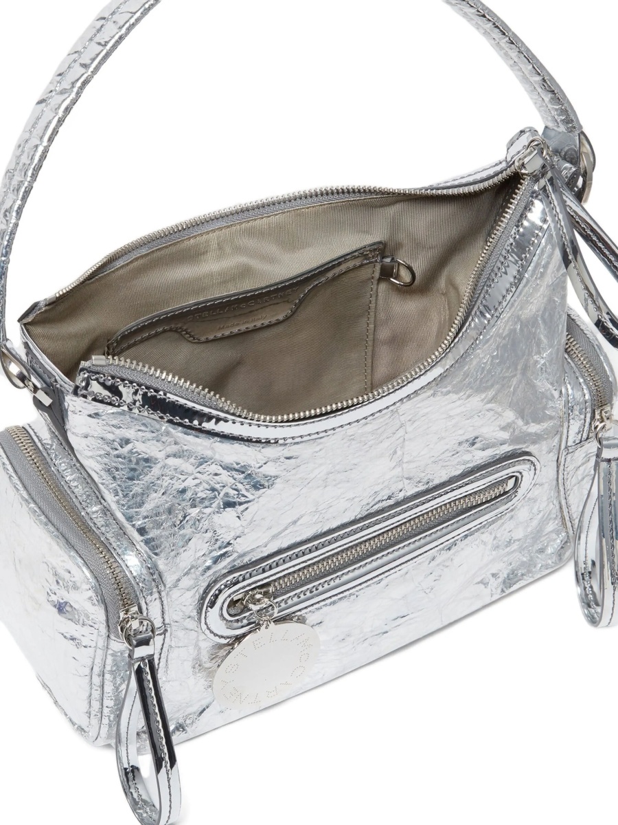 Geanta de mana Stella McCartney argintie din polyester - Img 4