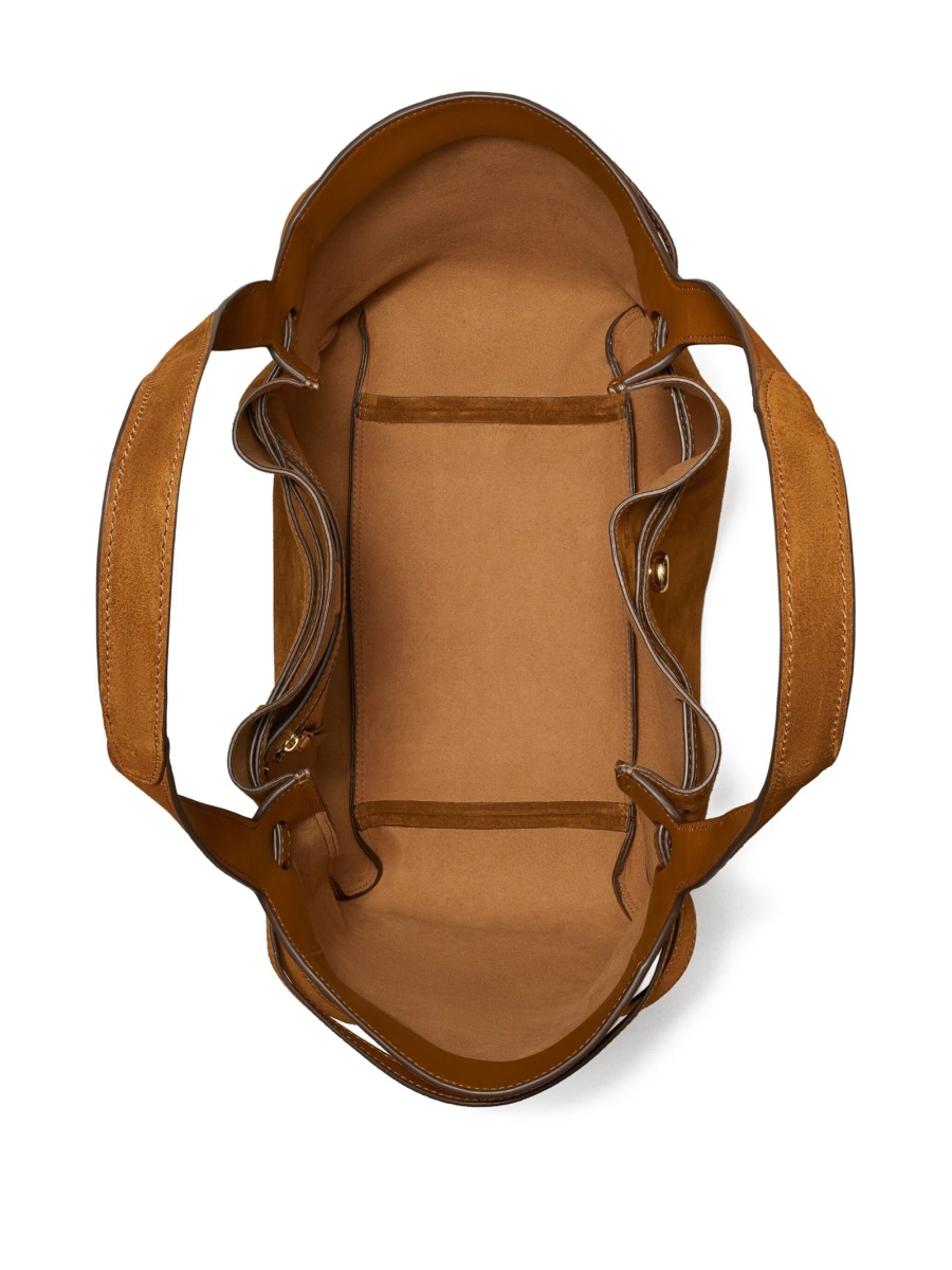 Geanta de mana Tory Burch maro din piele intoarsa - Img 5