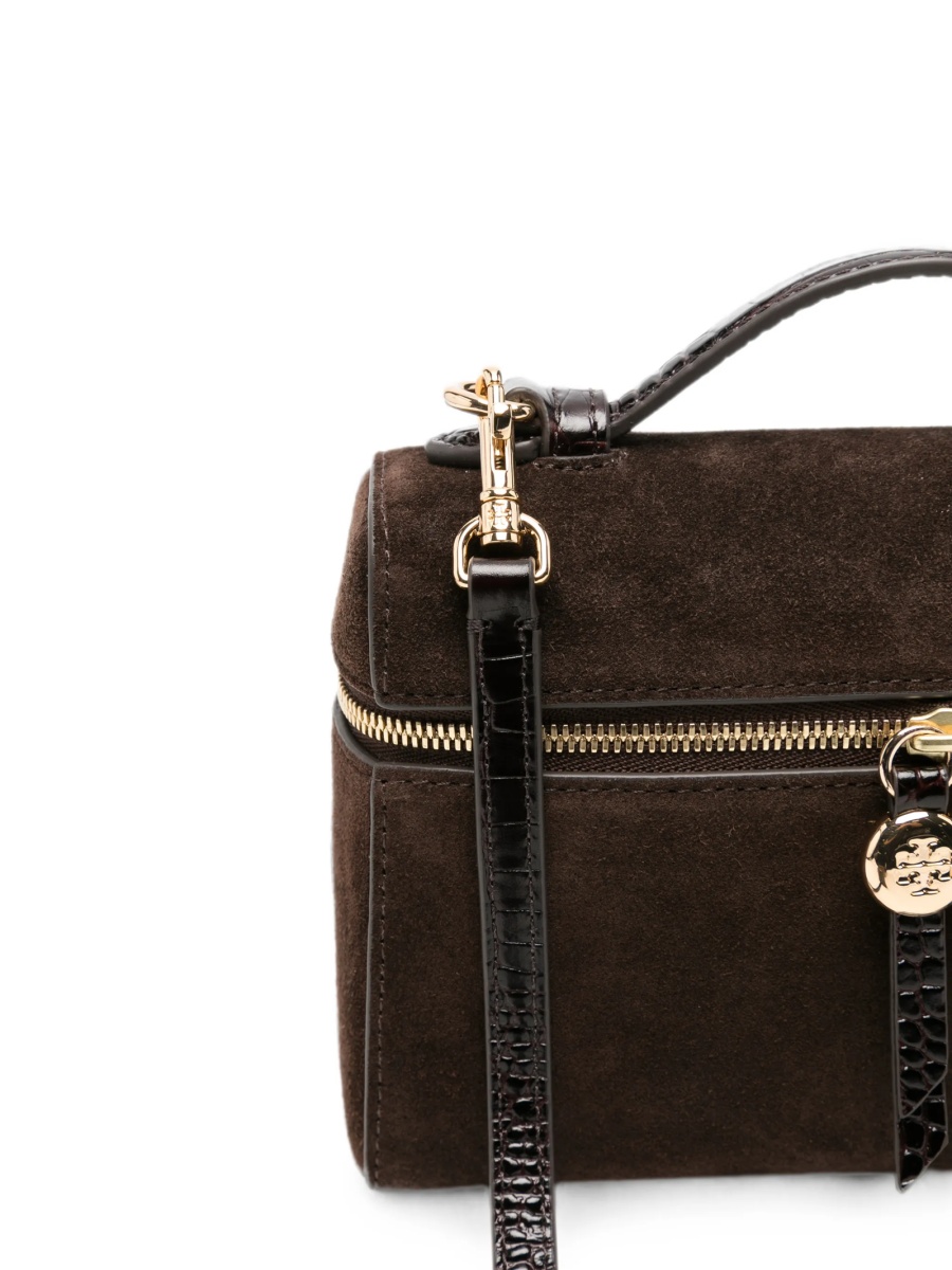 Geanta de mana Tory Burch maro din piele intoarsa - Img 4