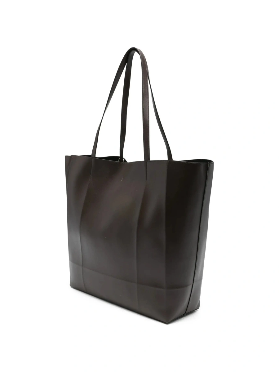 Geanta de mana TOTÊME 'Roam' brown Shopper with double handles and embossed logo in leather for women - Img 4