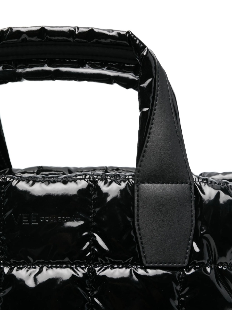 Geanta de mana VEECOLLECTIVE neagra din nylon si piele reciclata - Img 4