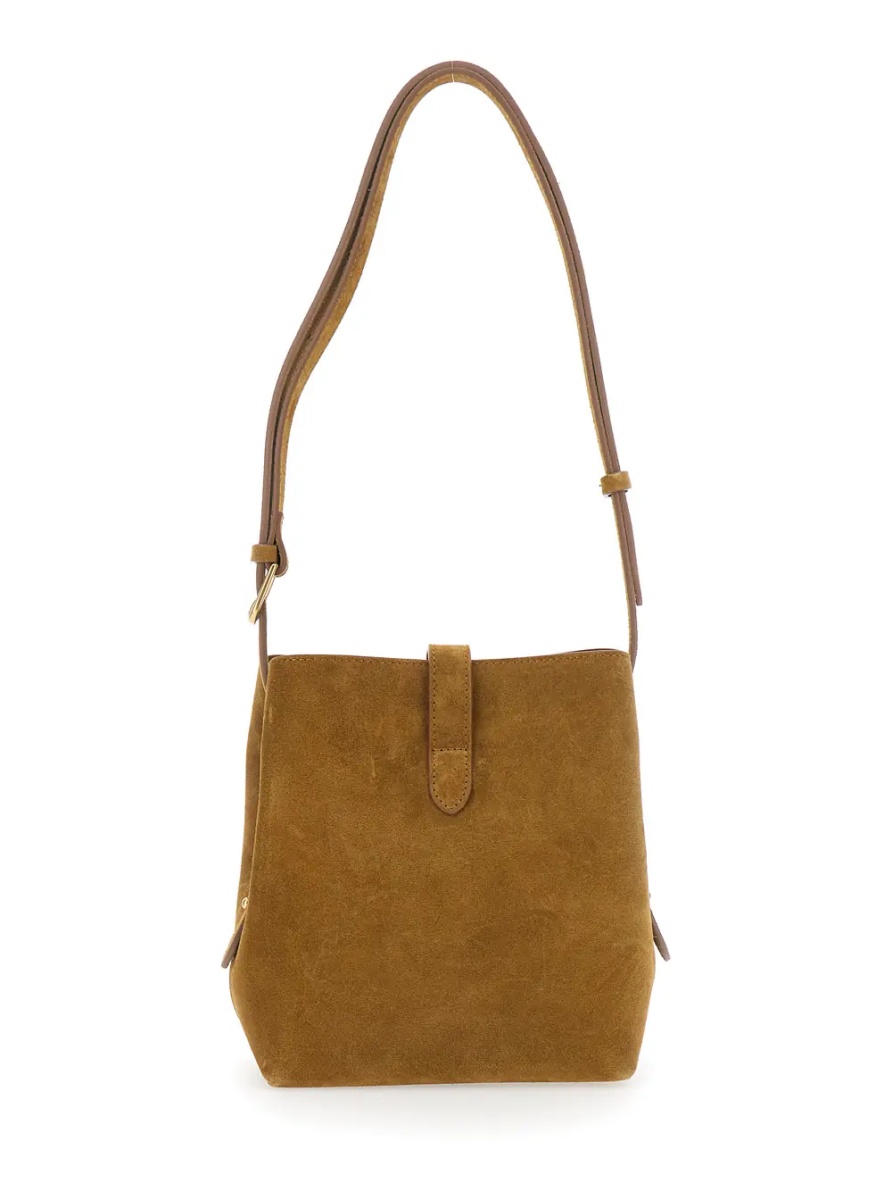 Geanta de umar 'Bello' Brown Mini Shoulder bag with Adjustable Shoulder Strap and Logo Plaque on the Front in Suede for Women - Img 2