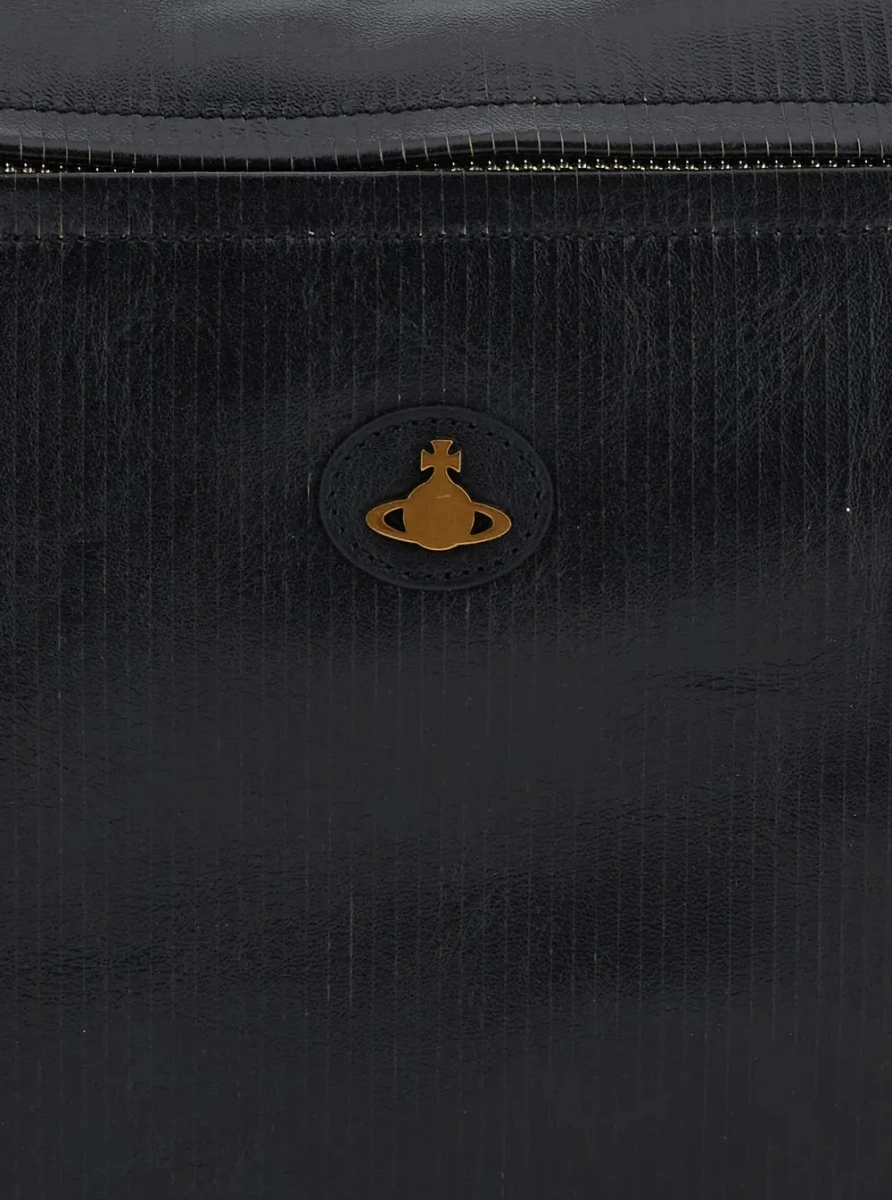Geanta de umar 'Dolce Large' black Crossbody bag with metallic logo on the front in textured leather for women - Img 3