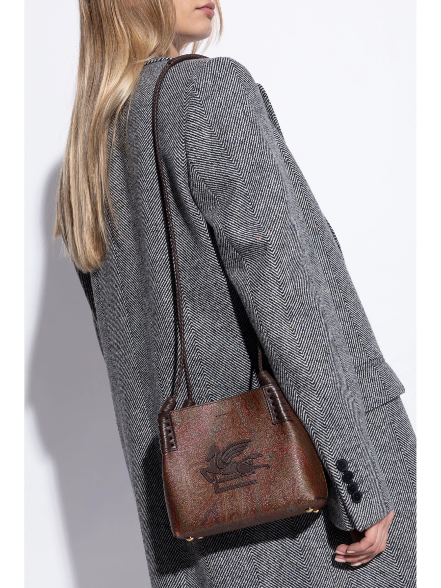 Geanta de umar ETRO maro din material textil - Img 2