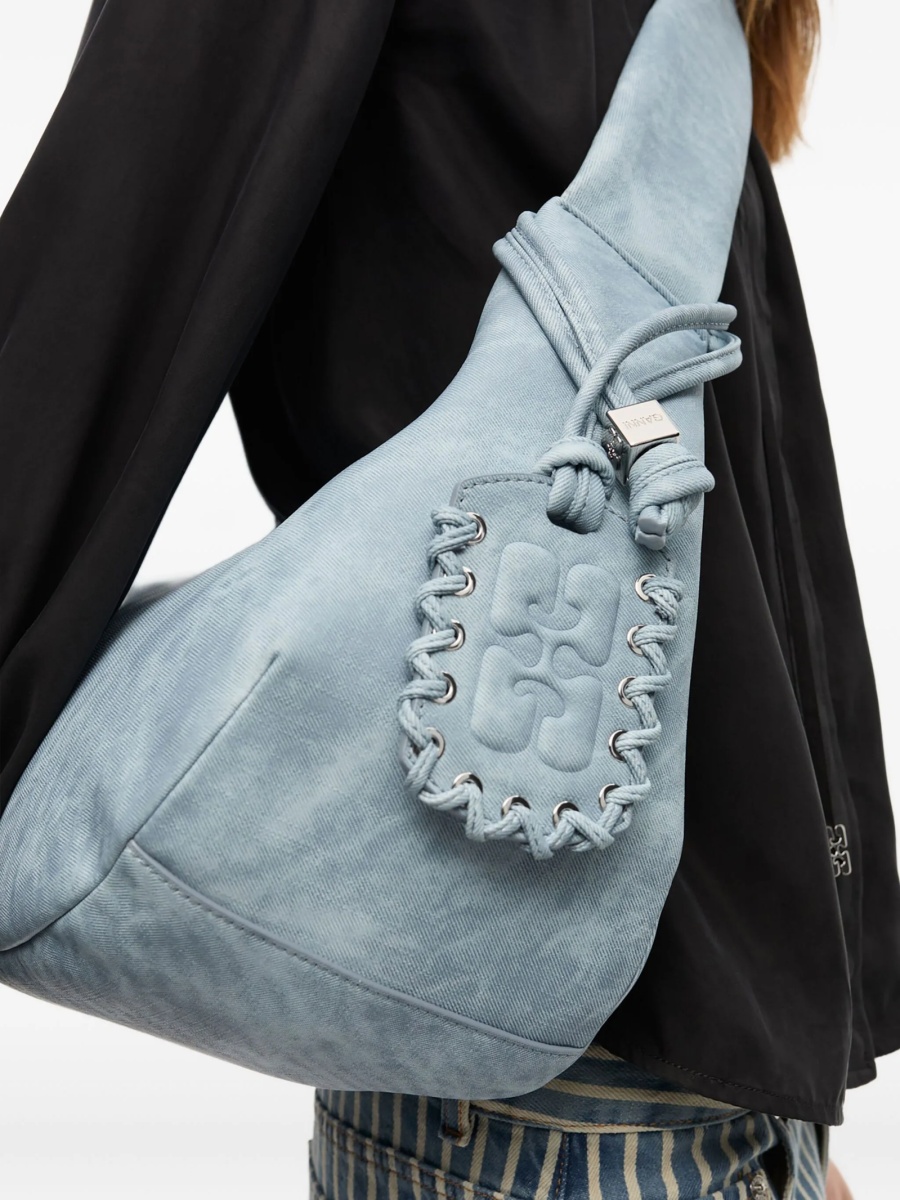 Geanta de umar Ganni albastra din material textil - Img 3
