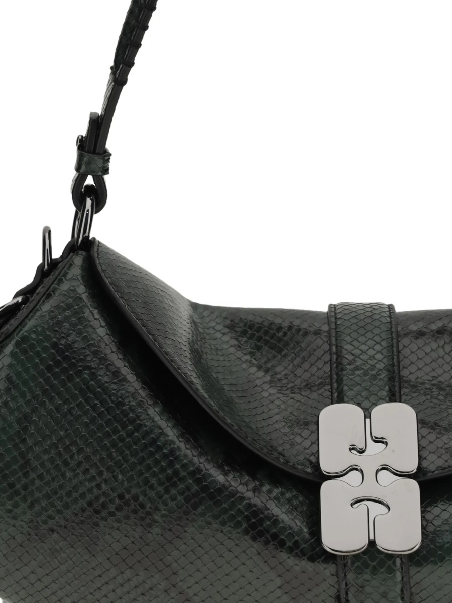 Geanta de umar Ganni verde din polyester si piele reciclata - Img 4