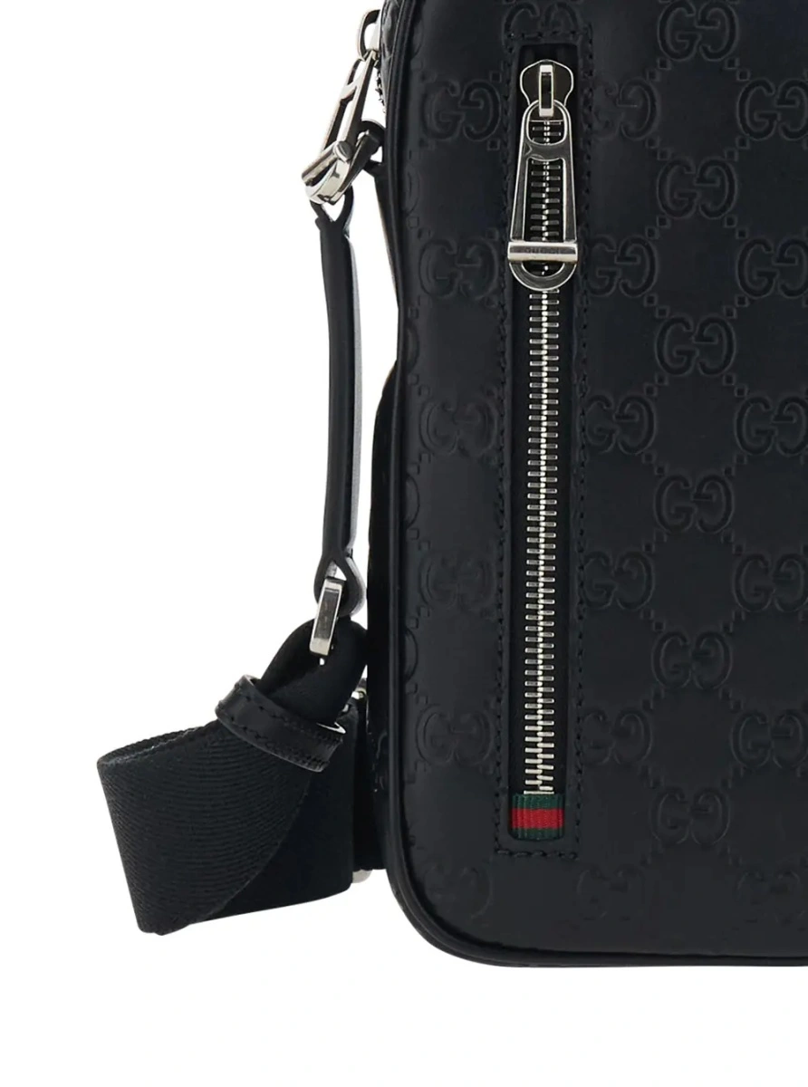 Geanta de umar Gucci neagra din piele 'Emblem' - Img 3
