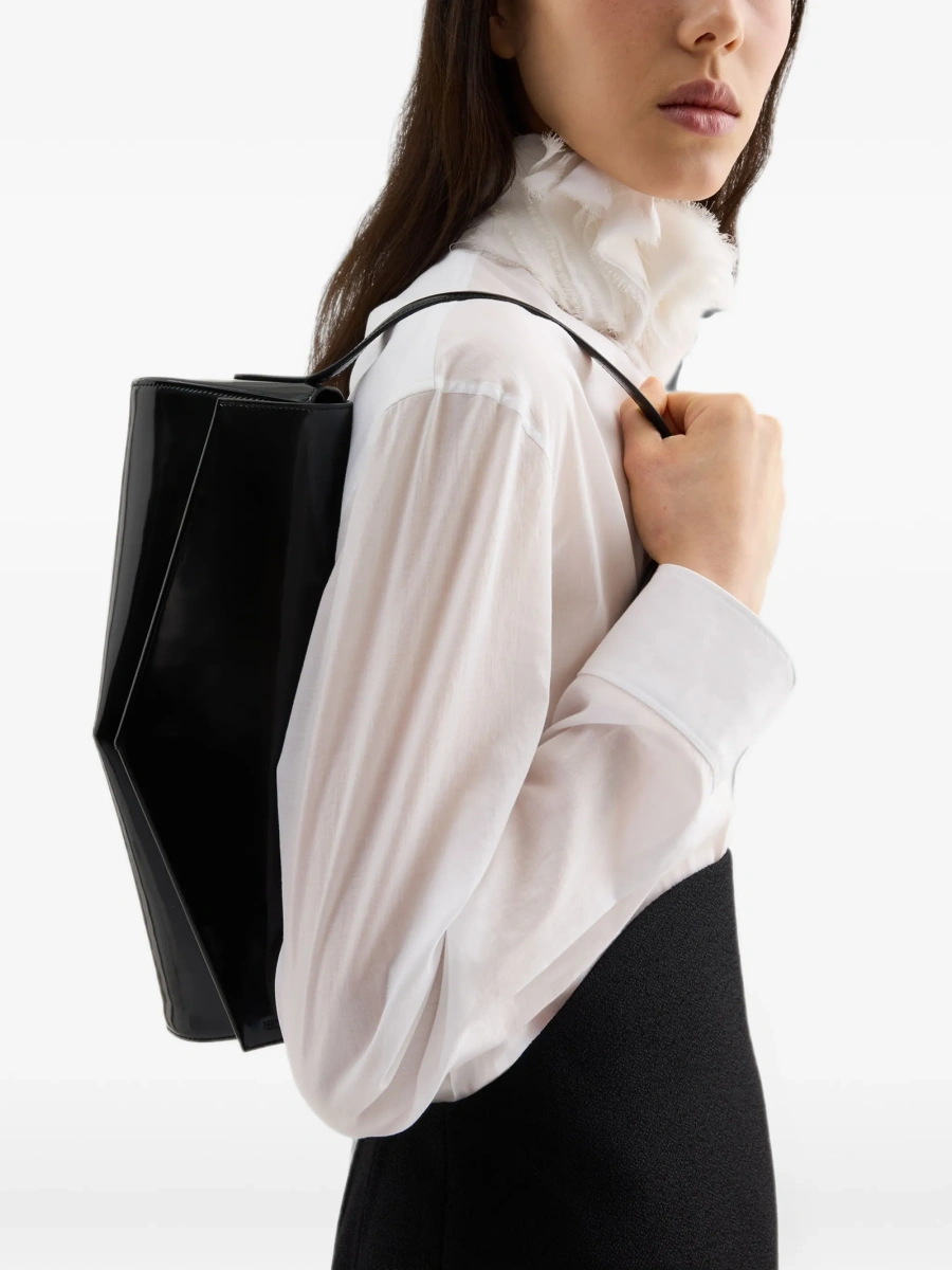 Geanta de umar Jil Sander neagra din piele - Img 4