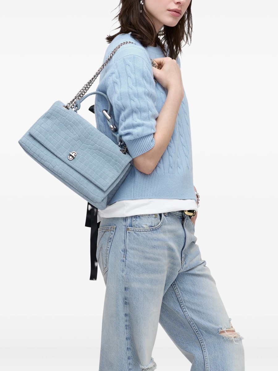 Geanta de umar Marc Jacobs albastra din piele intoarsa - Img 3