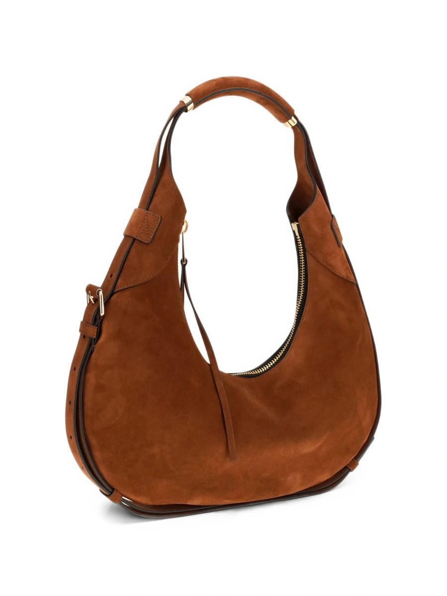 Geanta de umar Moschino maro din piele intoarsa - Img 2