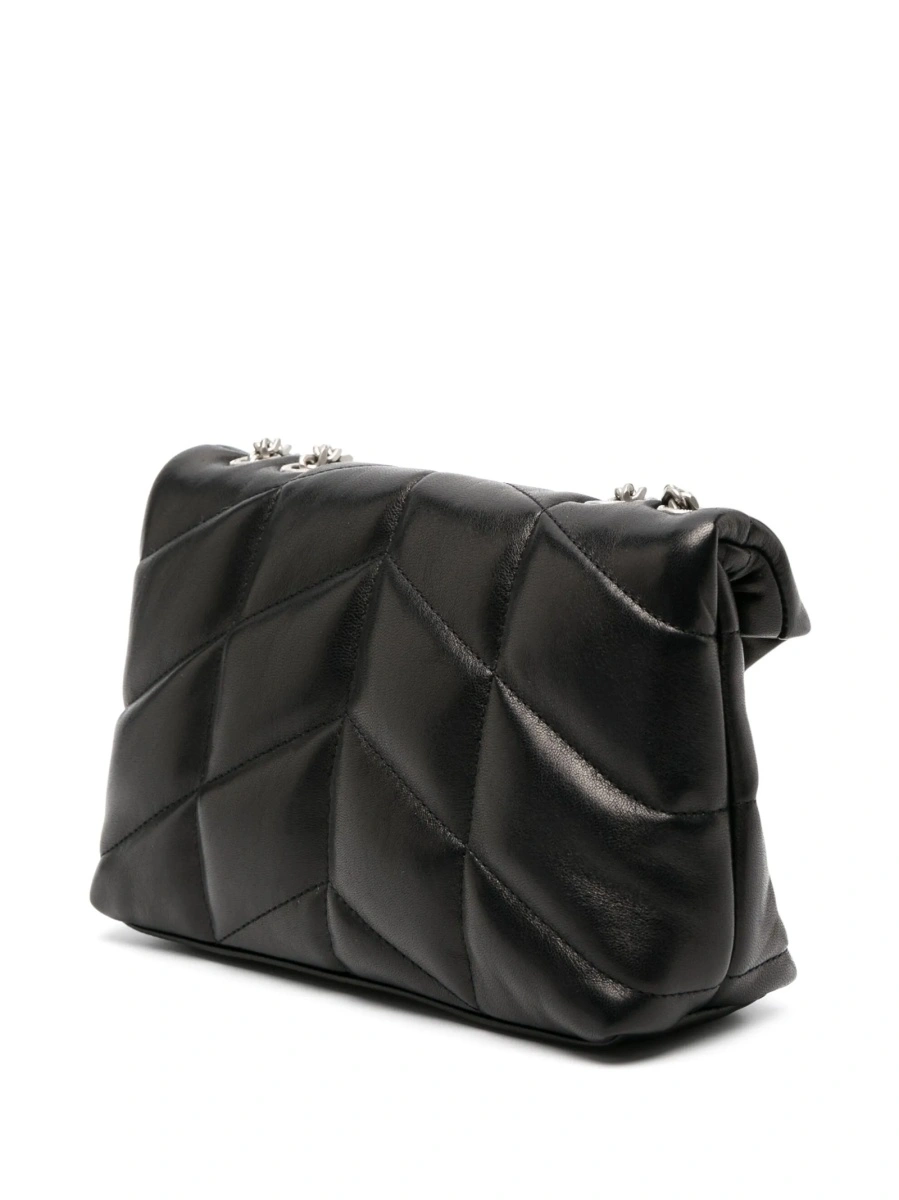 Geanta de umar Saint Laurent Puffer neagra din piele - Img 3