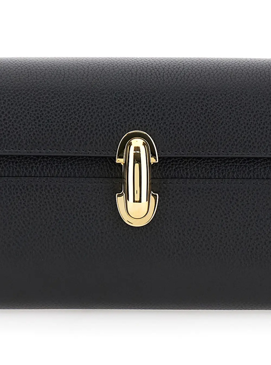 Geanta de umar Shoulder Bag 'Symmetry' with Clasp in Grained Black Leather for Women - Img 3