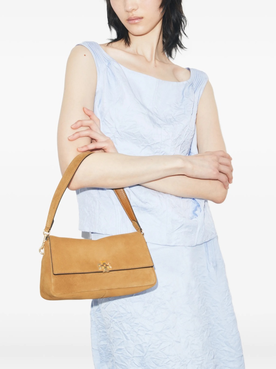 Geanta de umar Tory Burch neutra din piele intoarsa si piele - Img 2