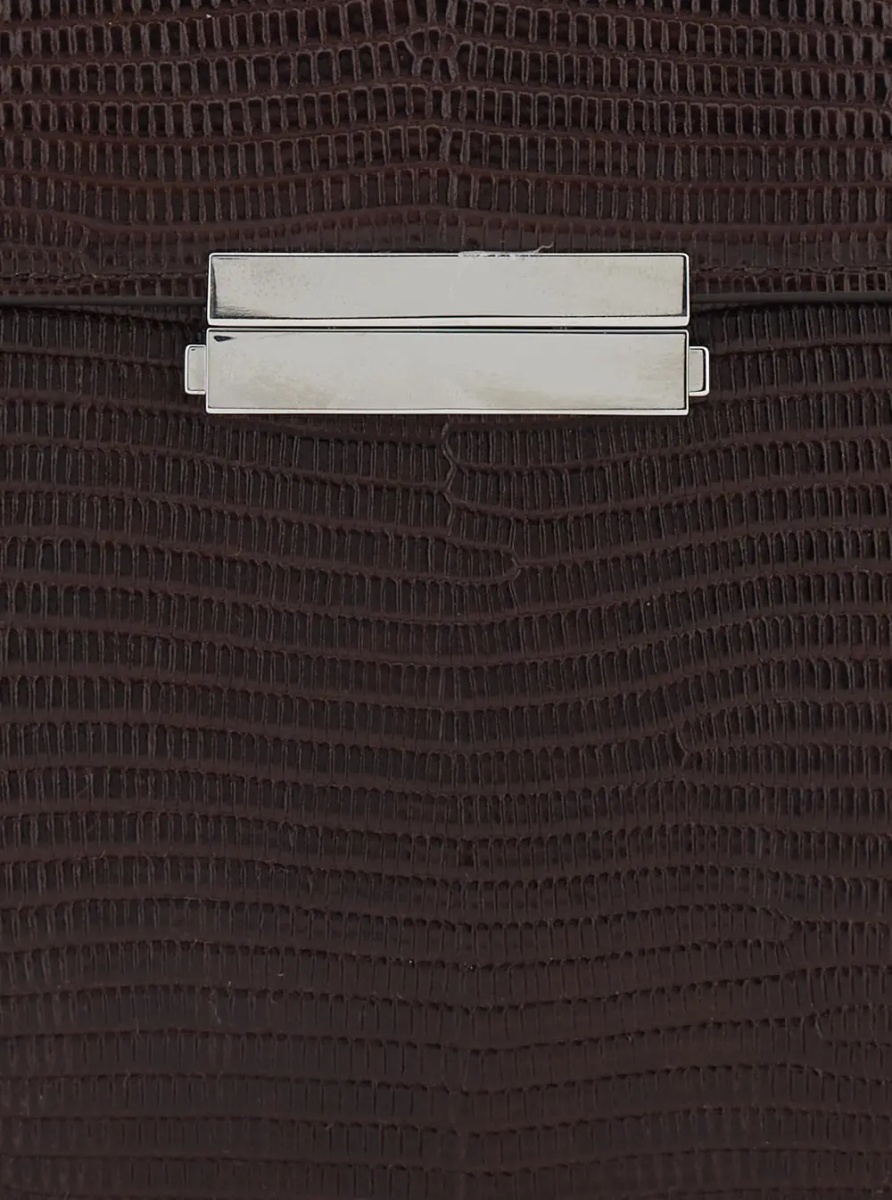 Geanta de umar TOTÊME Brown Crossbody bag with adjustable and removable strap and lizard-embossed effect in leather for women - Img 2