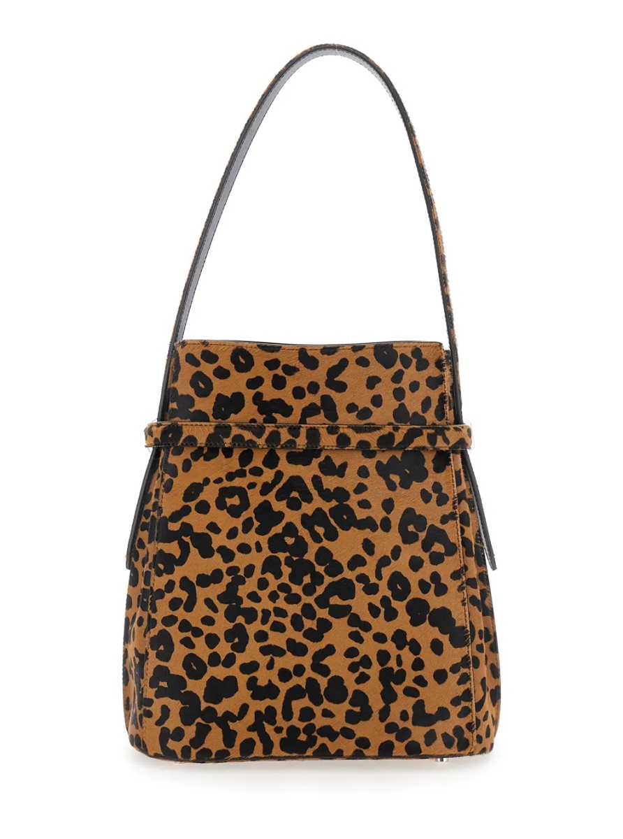 Geanta de umar TOTÊME Brown Shoulder Bag with Fixed Shoulder Strap and All-Over Leopard Motif in Leather Woman - Img 2
