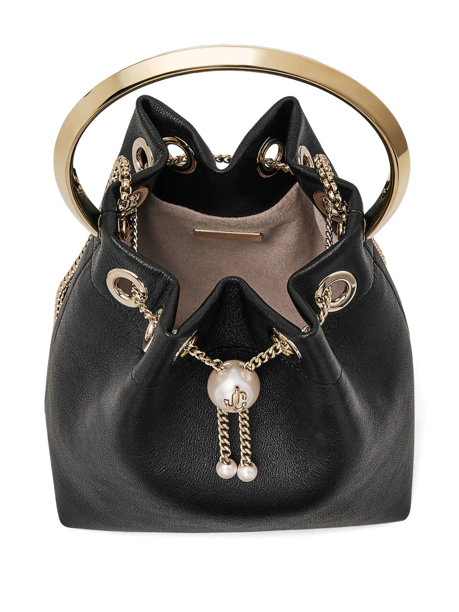 Geanta mini Jimmy Choo Bon Bon neagra din piele si alama - Img 2