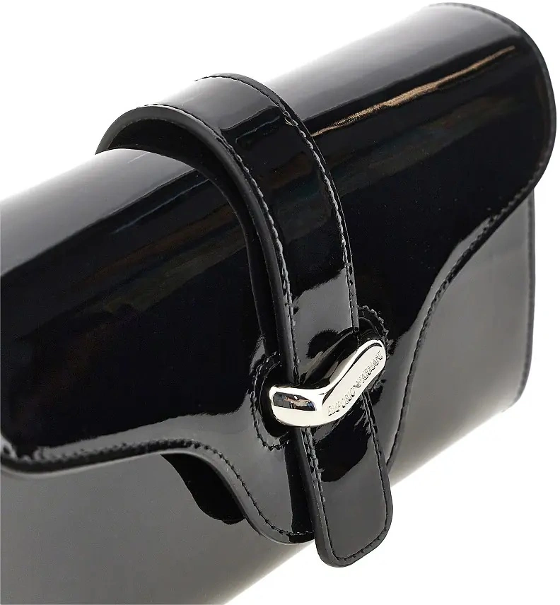 Geanta plic Emporio Armani neagra din piele lacuita - Img 4