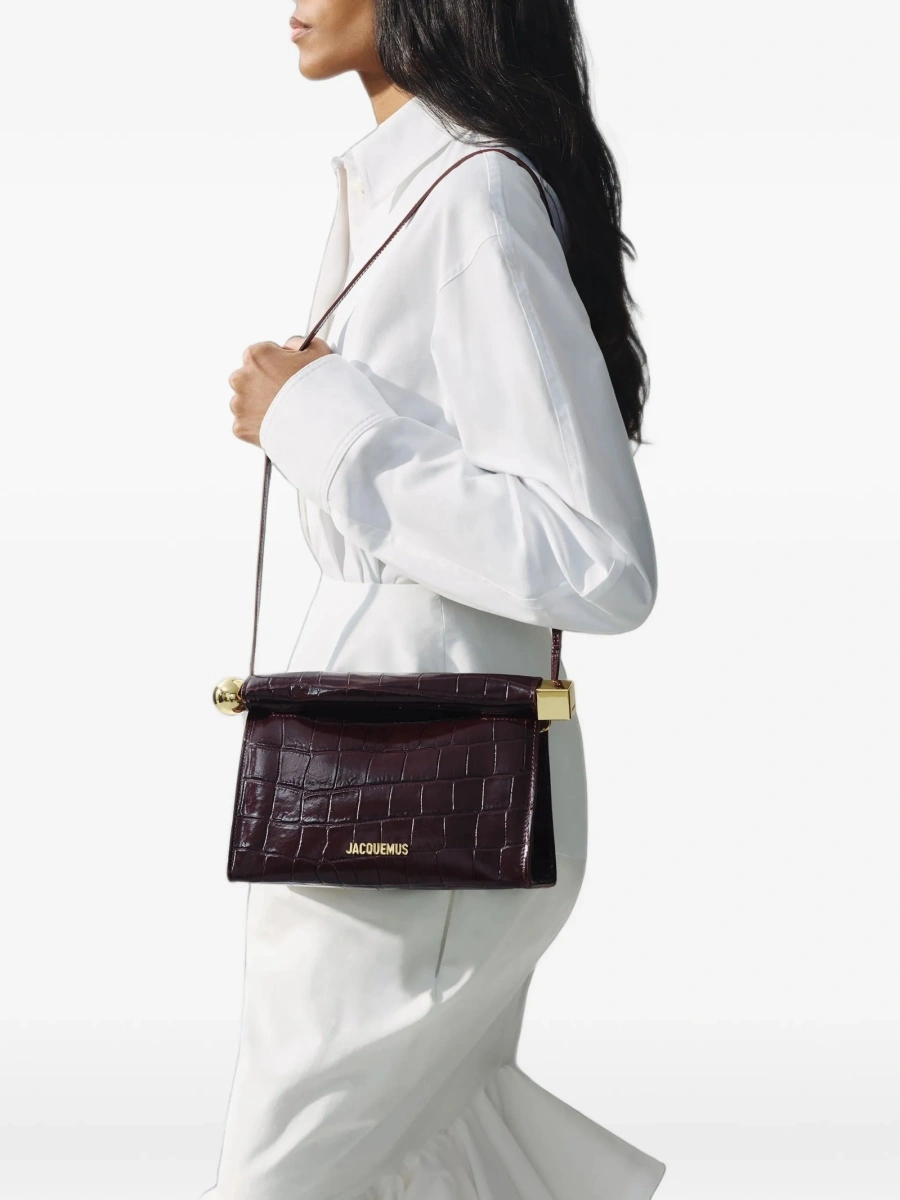 Geanta plic JACQUEMUS Rond Carré rosie din piele - Img 2