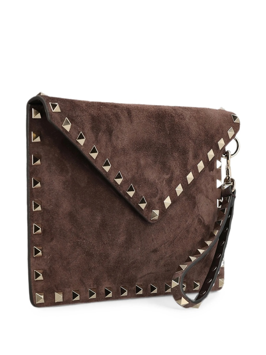 Geanta plic Valentino Garavani Rockstud maro din piele intoarsa - Img 3