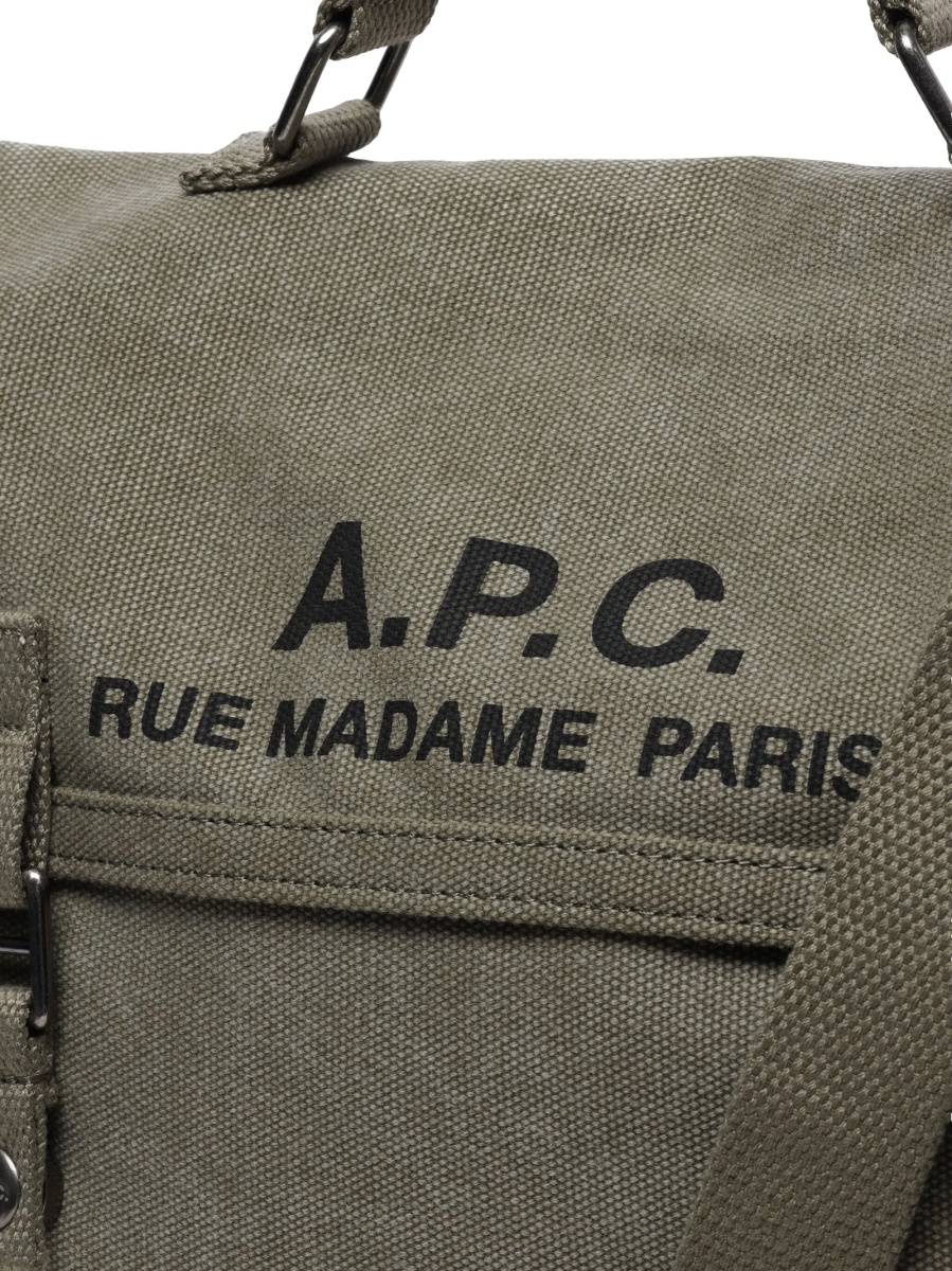 Geanta tip postas A.P.C. verde din bumbac - Img 4