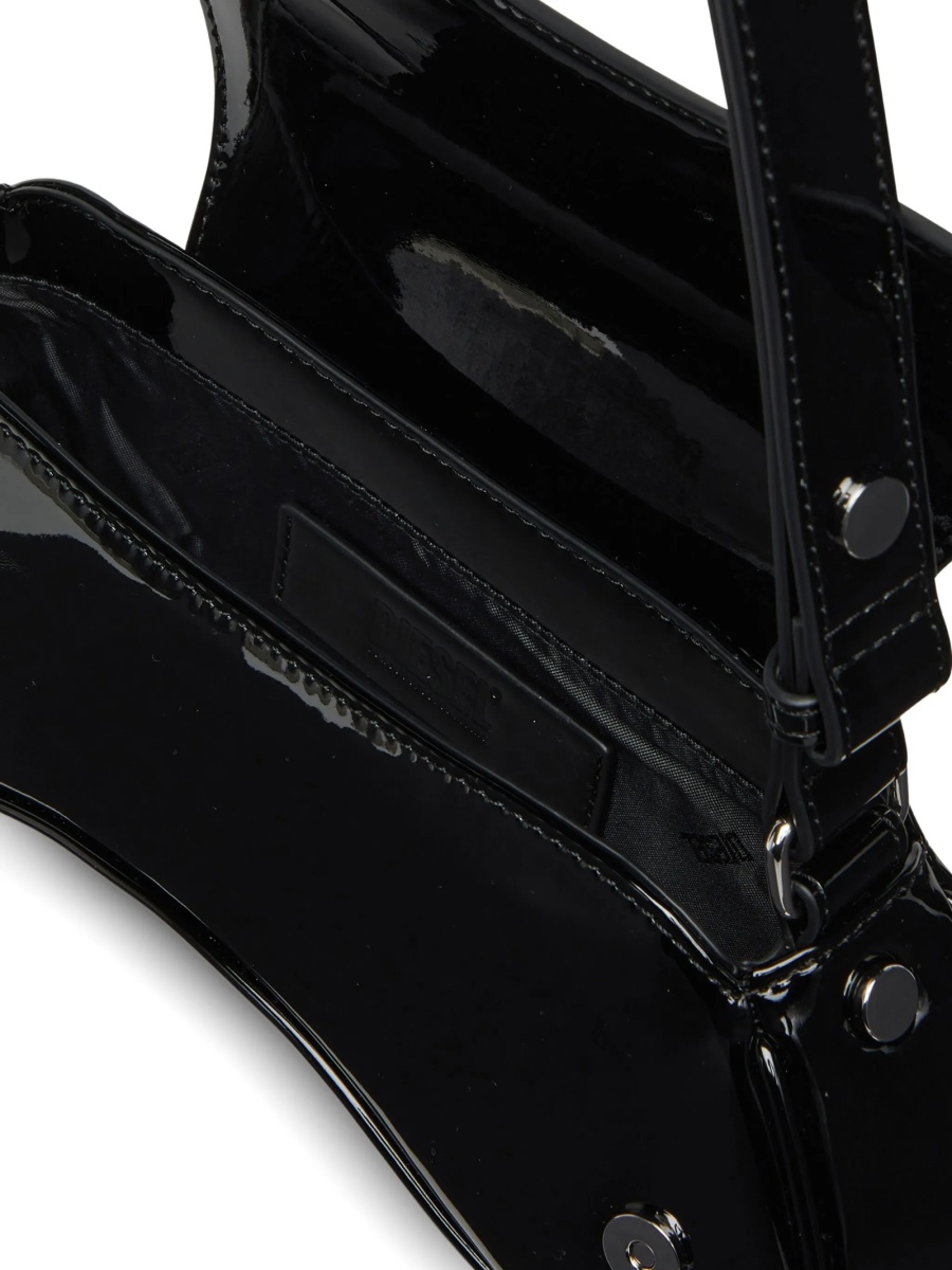 Geanta tip postas Diesel Oval D neagra din poliuretan - Img 4