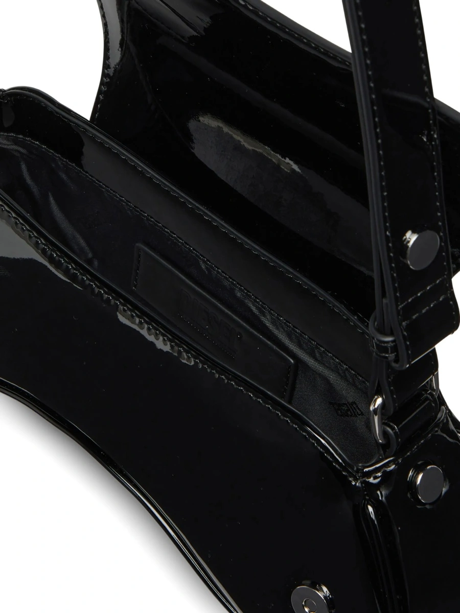 Geanta tip postas Diesel Oval D neagra din poliuretan - Img 4