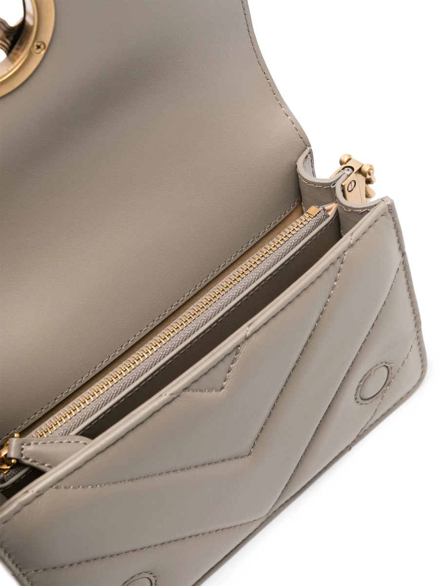 Geanta tip postas Pinko gri din piele - Img 5